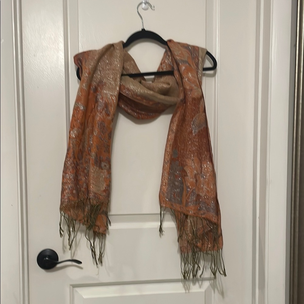 Elegant Orange and Gold Scarf